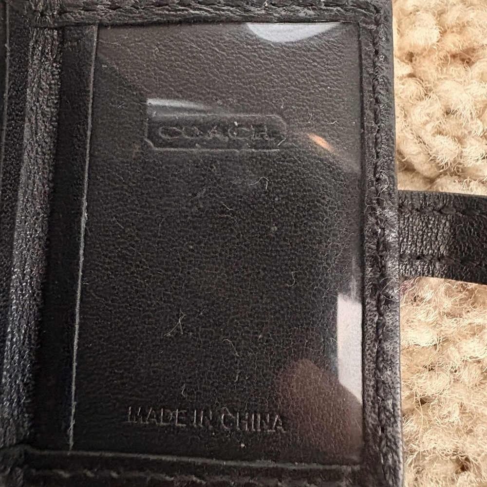 Vintage Y2K Coach Photo Key Chain Ring Jaquard Black Grey Leather Mini Rare - Picture 8 of 11